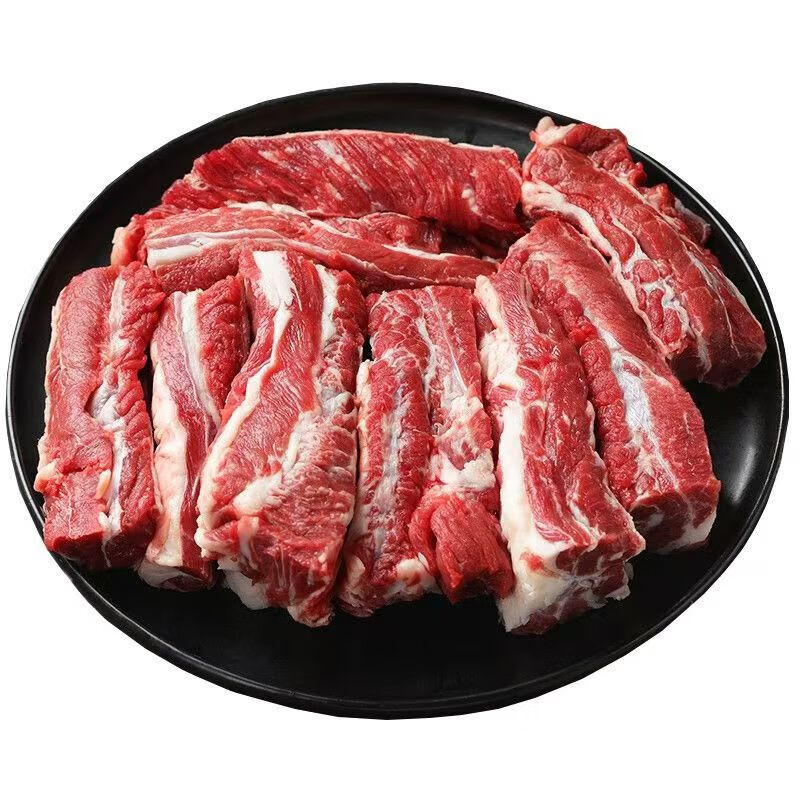 原切牛肋条肉去骨牛肉谷饲牛肋排肉家庭生鲜食烧烤食材 安格斯牛肋条1千克