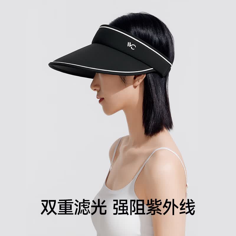 VVC遮阳帽女防紫外线空顶帽防晒帽户外可卷太阳帽子4S237 时尚黑