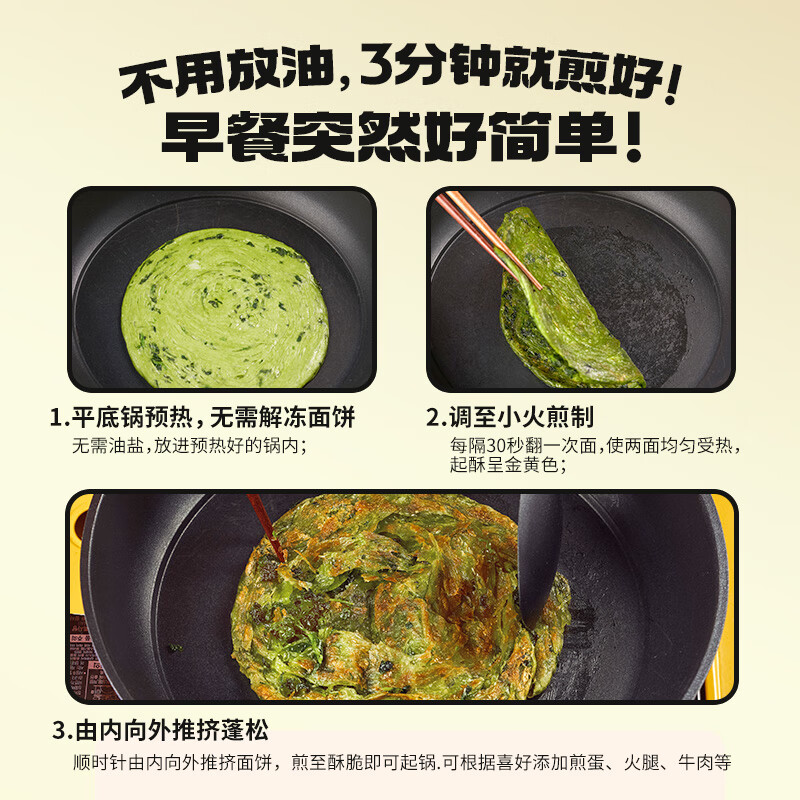 粮全其美手抓饼 原味葱香味 家庭装儿童营养 早餐食品半成品速食 香菜饼80g*20片【新品】