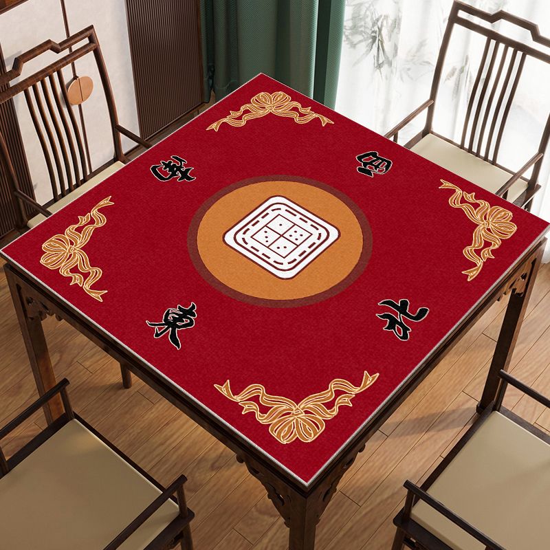 台面绒布麻将桌垫棋牌室打牌麻将布加厚防滑垫耐磨 xxy-东南西北红色