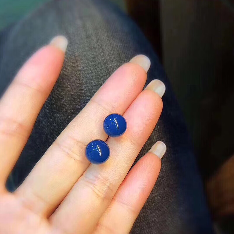 可颖多米尼加蓝珀耳钉s925银蓝珀耳环琥珀耳勾高蓝净水蓝珀女款 蓝珀