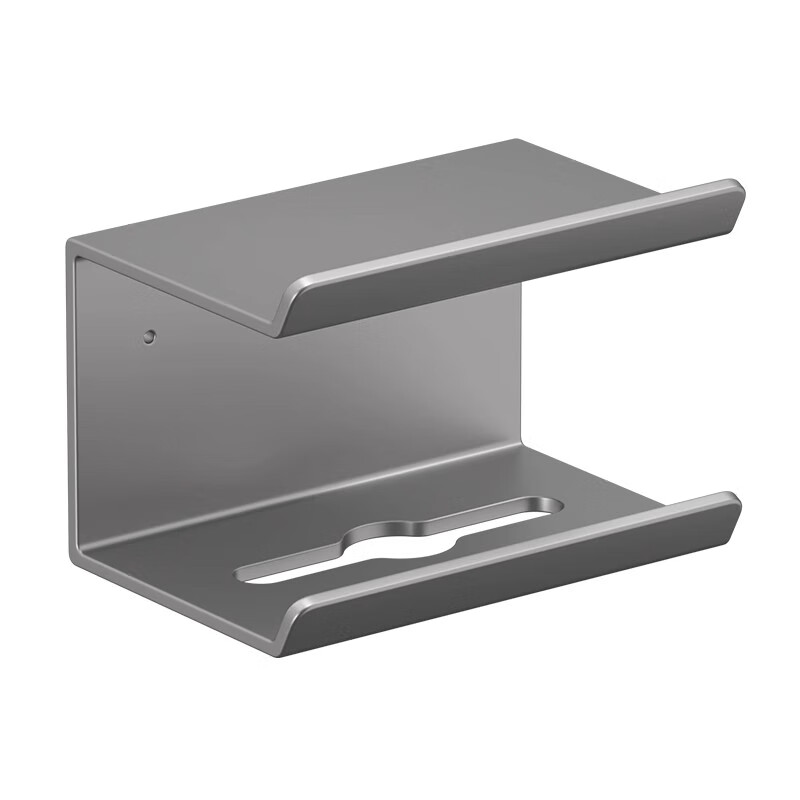 浴室卫生间厕所纸巾盒壁挂式抽纸卷纸收纳置物架厕纸放置盒免打孔 太空铝卷纸架 【枪灰色】