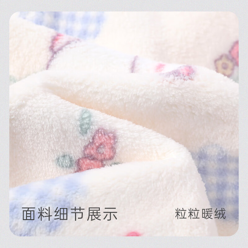 宫蝶法兰绒睡衣女秋冬加厚保暖可外穿珊瑚绒家居服套装 粉色小兔暖绒套装 L (建议100-120斤)
