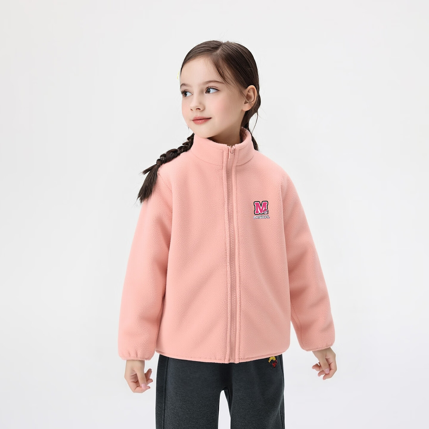 小马宝莉（MY LITTLE PONY）小马宝莉男女童秋冬保暖摇粒绒外套上衣加绒加厚插肩袖潮流值 粉色字母 140