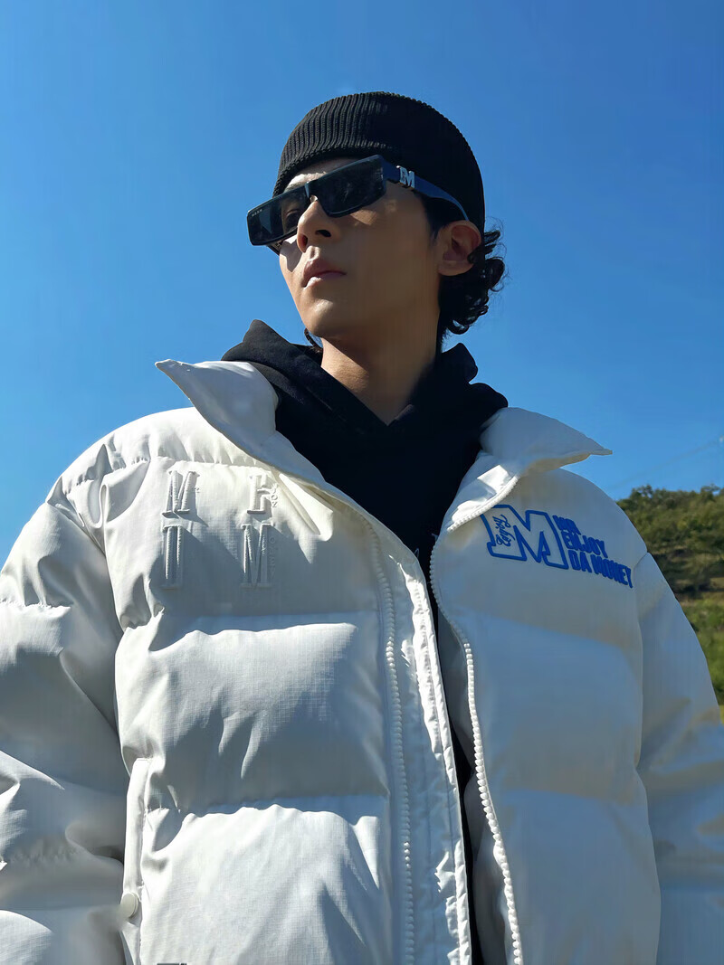 MEDM 刺绣基础羽绒服冬季美式短款休闲防风保暖外套男士潮牌加厚 灰色 XL