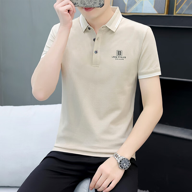 迈宾伦青年时尚潮流男装春夏薄款青年短袖polo衫男秋装新款休闲翻领