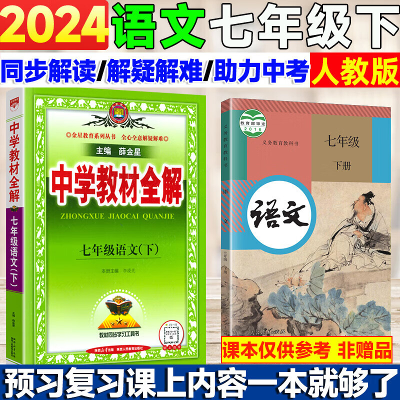 2024春中学教材全解七年级下册语文人教版RJ薛金星中学教材全解初一7年级下册语文书课本七下教材全解资料辅导书籍初一