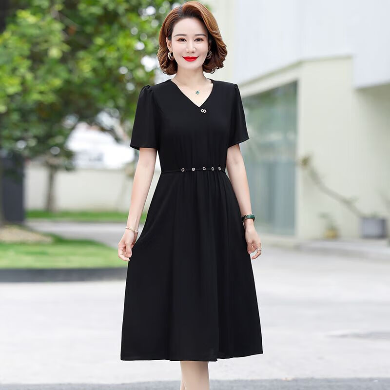 saag)中年妇女连衣裙高档50岁中年连衣裙40到50岁 上档次 气质高雅