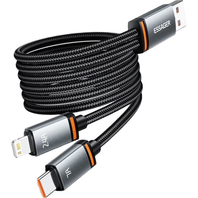 һ�϶�100W���������˫�ӿ�USBתType-c/ƻ��L���������ƻ��VIVO��ΪOPPO�ֻ� USBתƻ��+TypeC ��ɫ1��װ