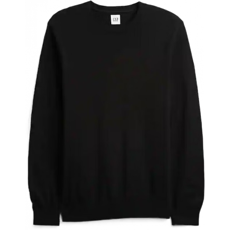 蓋璞(GAP)男士毛衣針織衫圓領(lǐng)柔軟純棉親膚美式休閑男裝打底衫秋冬季保暖 黑色 Black XS (適合胸圍89-91cm)