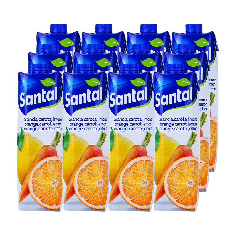圣涛（SANTAL）意大利进口帕玛拉特圣涛100%果汁橙汁1L*12整箱鲜果压榨聚会饮料 混合果蔬汁 1L*12