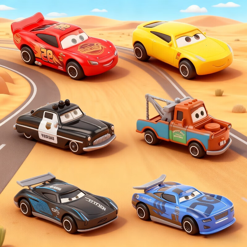 中精质造麦了个昆车总动员玩具合金车模板牙昆儿童玩具回力车男孩套装礼物 卡通合金车/三只装【随机不重复】 精致做工