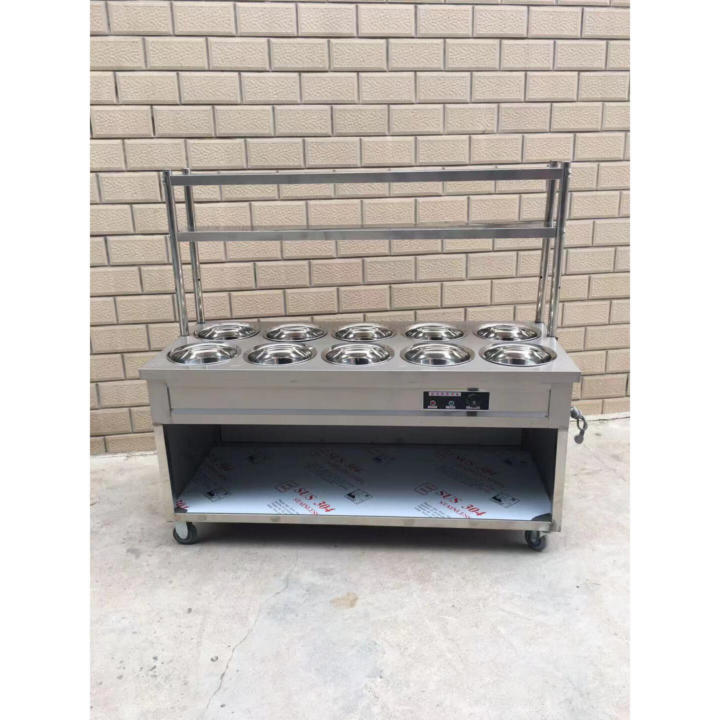 不锈钢商用保温粥车汤桶车保温台售饭台粥台粥锅暖汤炉煲粥快餐车