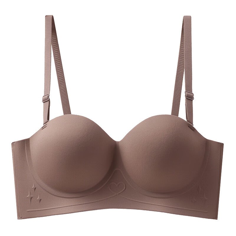 bkqu可拆卸双肩带内衣女小胸聚拢防滑胸罩上托防下垂简约光面夏天穿的