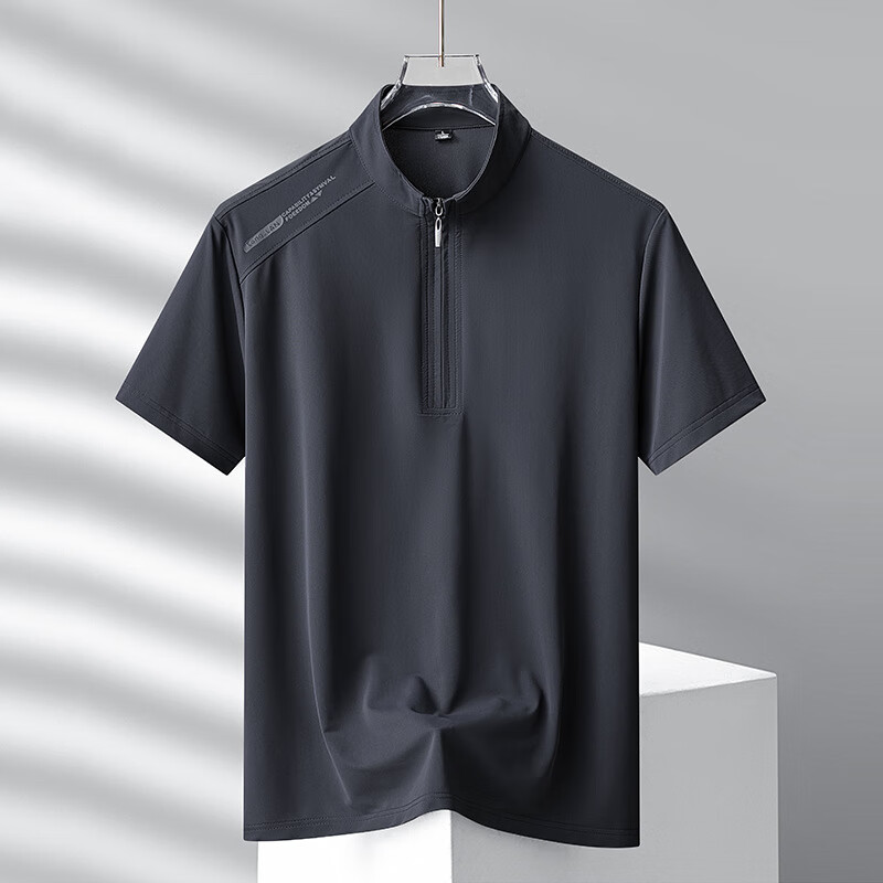 olynsha速干运动polo衫男士凉感休闲运动t恤半拉链夏季短袖t恤立领