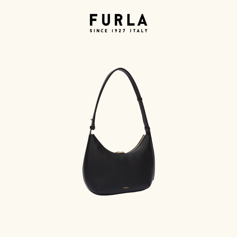 芙拉（FURLA）[礼物][新品]GOCCIA牛皮小号女士通勤单肩包腋下包 黑色