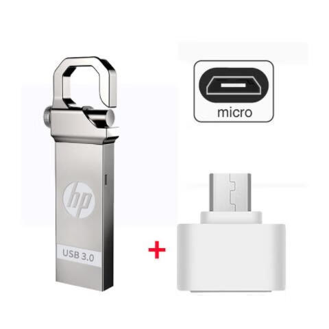 惠普（HP）HP惠普U盘32GB高速3.0手机电脑两用车载优盘金属防水LOGO定制 浅灰色 32GB 标配