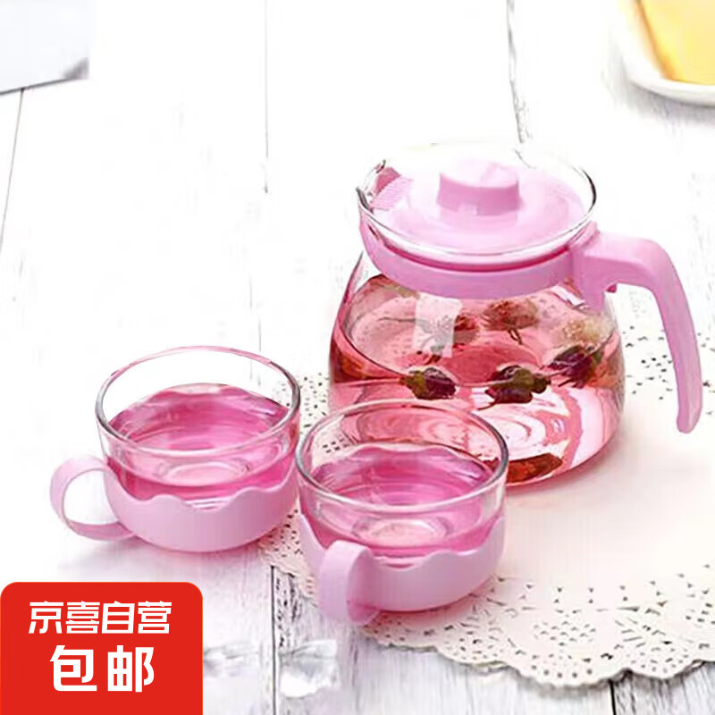 泡茶壶水壶花茶壶加厚水杯茶具耐用家用套装 1茶壶+2杯子
