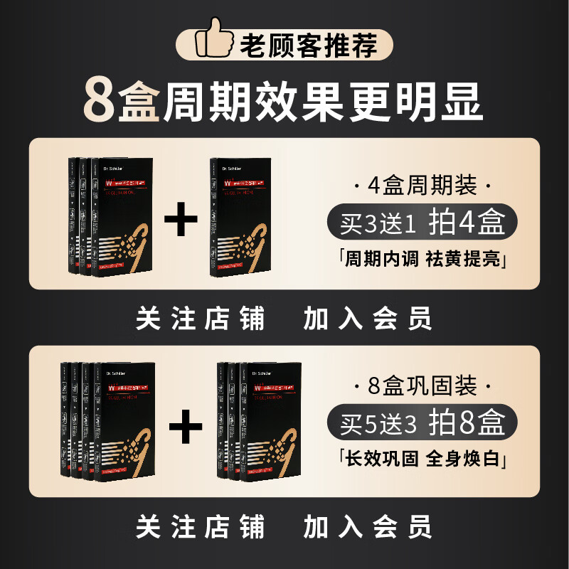 Dr.Schiller韩国活性谷胱甘肽5S闪释小白片提亮全身美白片淡斑褪黑内服贴片抗氧化美白丸8盒