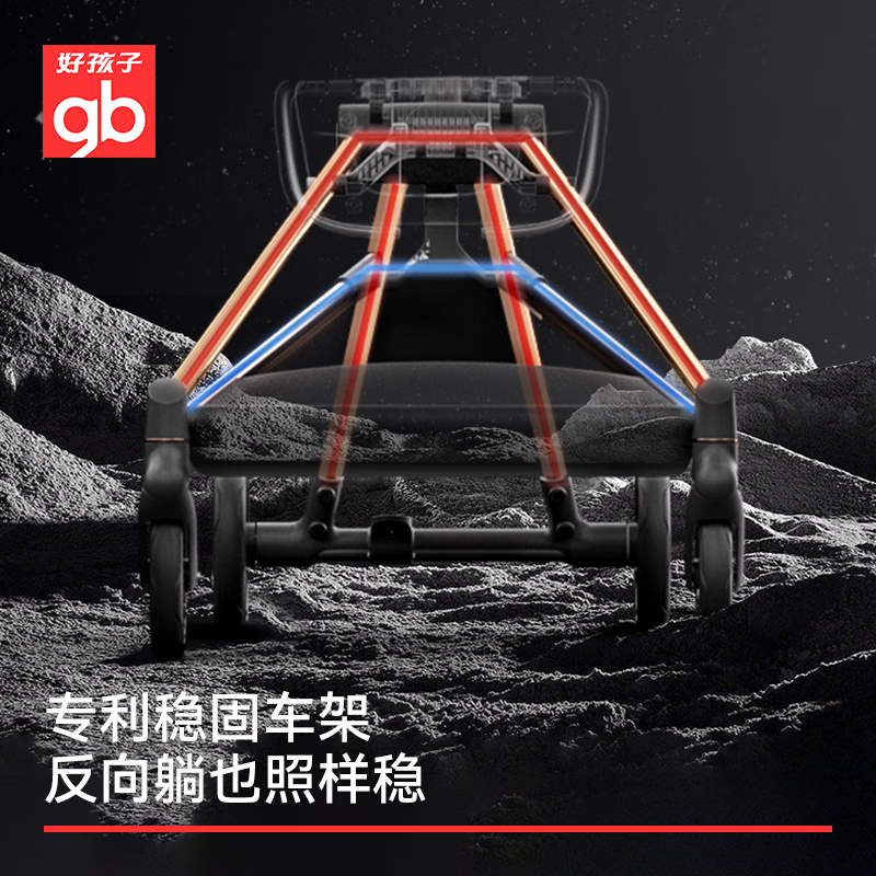 gb好孩子遛娃神器婴儿推车双向轻便可折叠高景观漫步车着陆号D4600 着陆号Pro哥特绿D4600-A