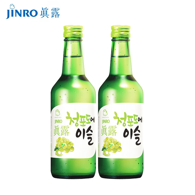 真露韩国烧酒360ml低度少女果酒微醺 360ml 2瓶 葡萄味