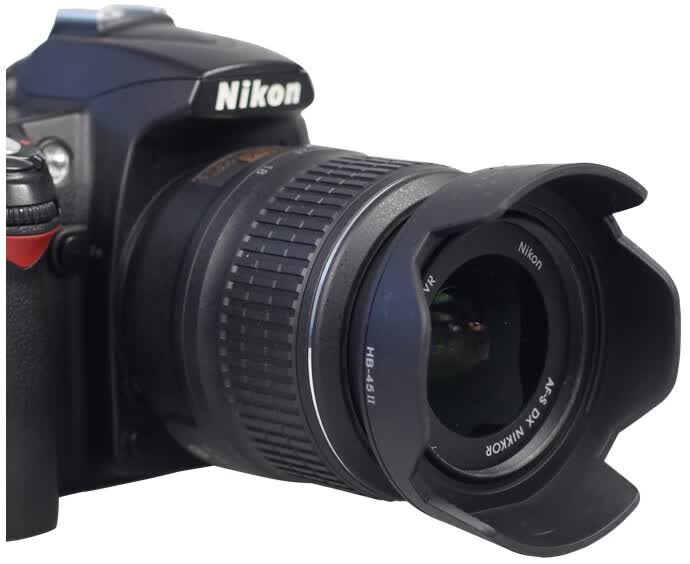 埠帝hb-45适用于尼康d3200 d3100d5100d5200相机18-55mm镜头遮光罩