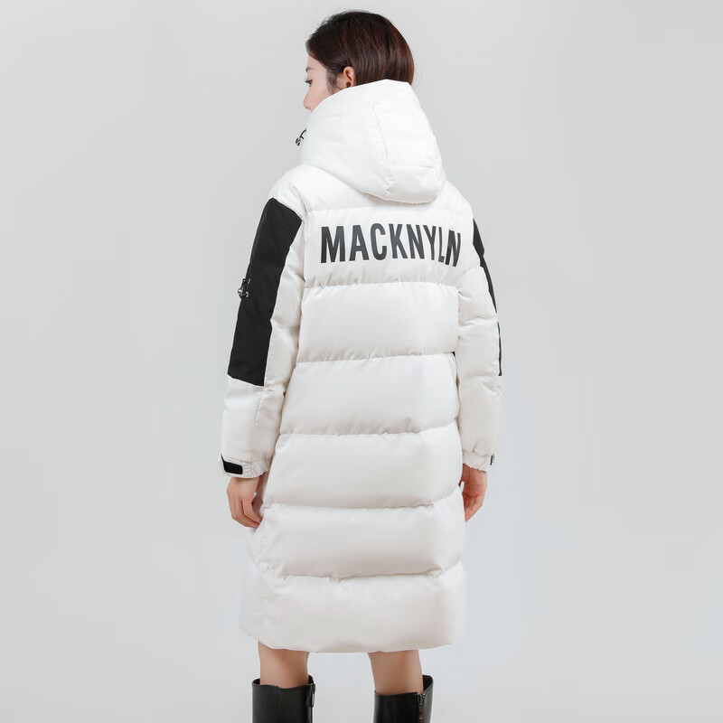 雪中飞新款百搭时尚亲肤中长款可拆卸帽【反季清仓】女士羽绒服保暖防寒 白色7478F L 165/88A