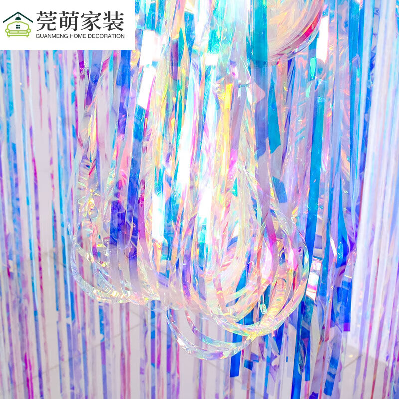 毕业舞台装饰雨丝帘背景墙生日布置派对彩带丝带镭射拍照气球彩条 金光幻彩 1M(宽)*1M(长)