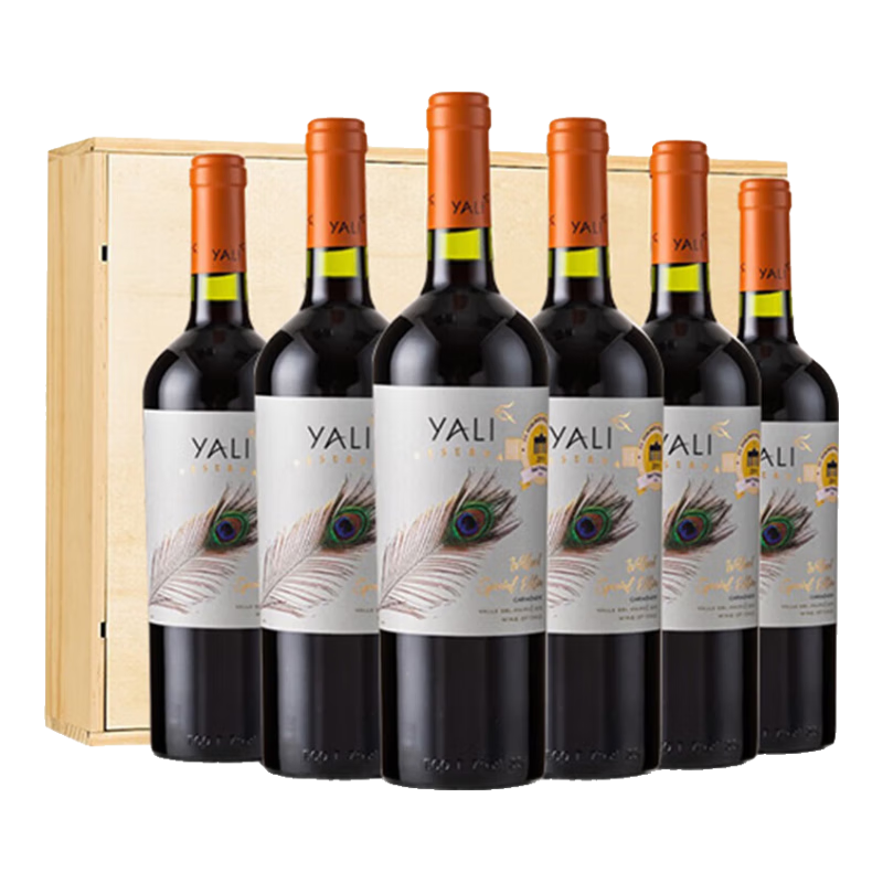 YALI 安第斯之翼 中央山谷佳美娜干型红葡萄酒 6瓶*750ml套装 礼盒装
