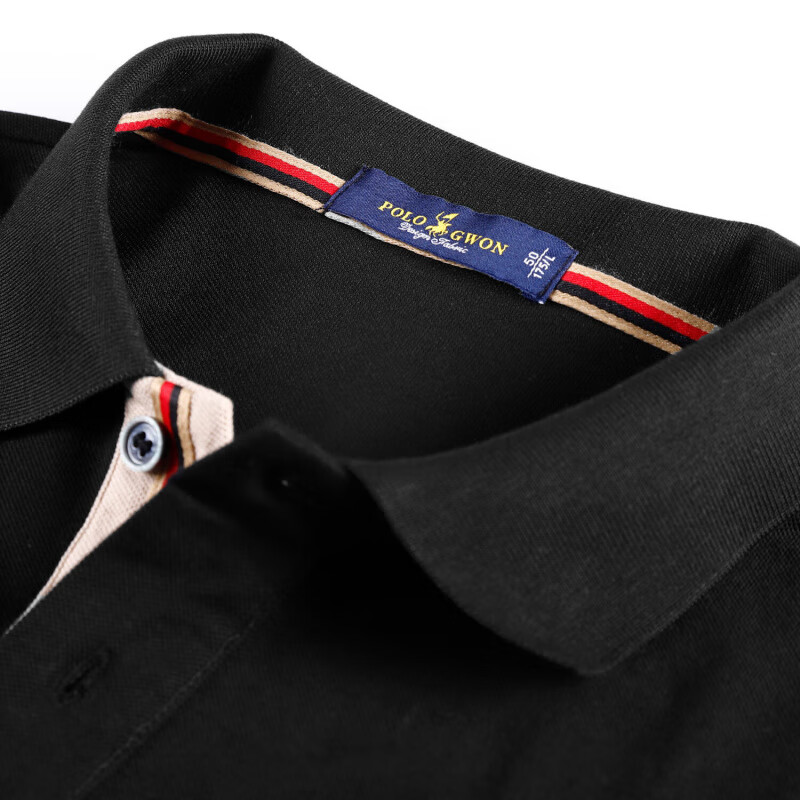 POLOGWON保罗【商务休闲】男士长袖t恤翻领纯色宽松大码秋季款上衣打底衫 红色 4XL （建议200-220斤）