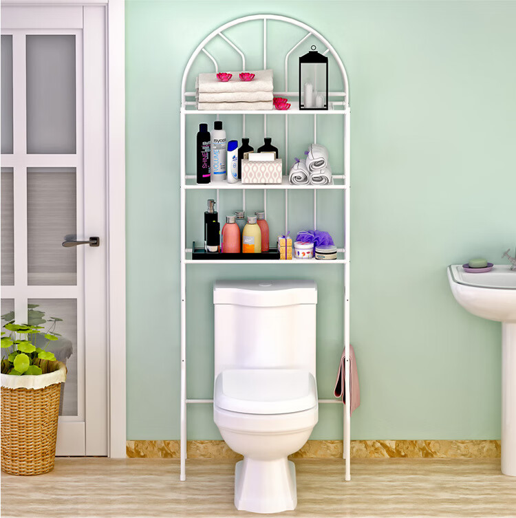 索尔诺（SuoErnuo）新款批发厕所卫生间浴室落地式收纳铁艺货架马 白色