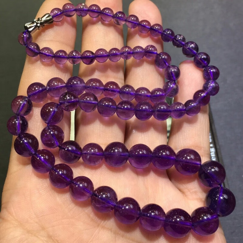 冰珂晶石天然乌拉圭紫水晶塔链晶体通透紫气东来紫晶项链 深紫 5-11