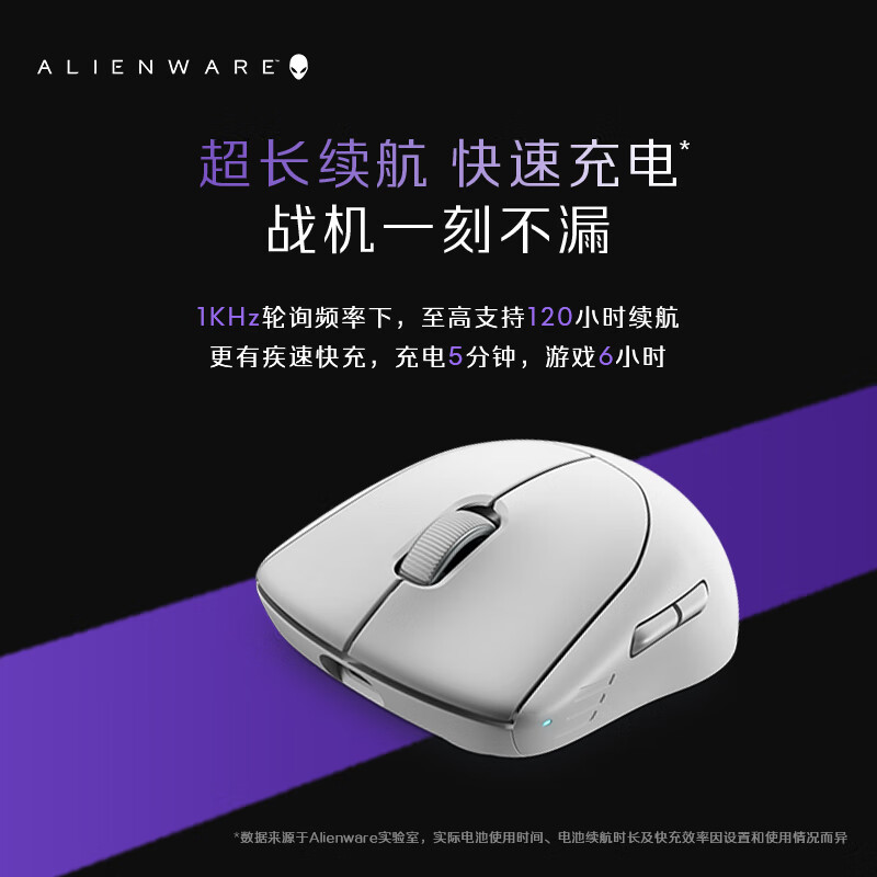 外星人（Alienware）Pro专业版轻量化电竞鼠标 家用双模游戏鼠标 超长续航 2.6wDPI 小于60g 黑色