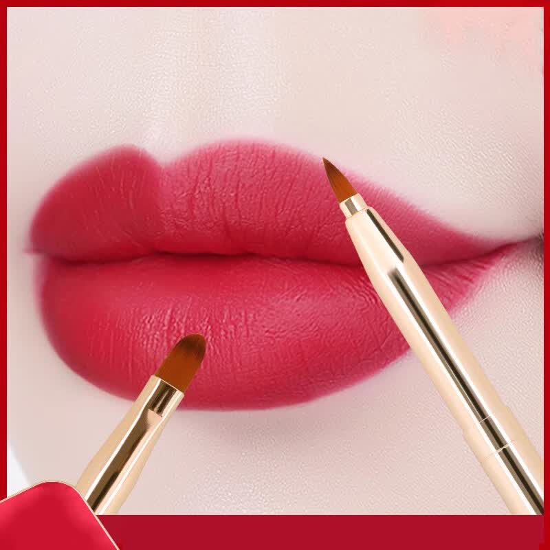 米詅唇刷口红刷伸缩便携款带盖化妆刷女一支装初学者遮瑕迷你眼影刷- 黑色双头唇刷 1支