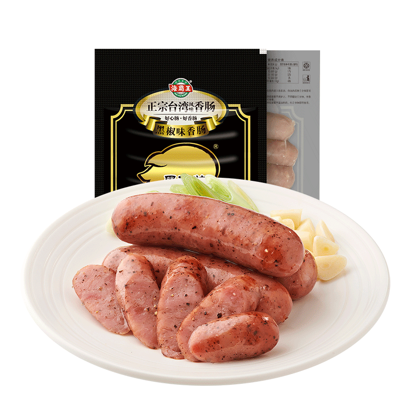 海霸王黑珍豬臺(tái)式烤腸 火山石香腸熱狗 居家戶外火鍋燒烤食材兒童早餐 原味268g*3包共 804g 約18根腸