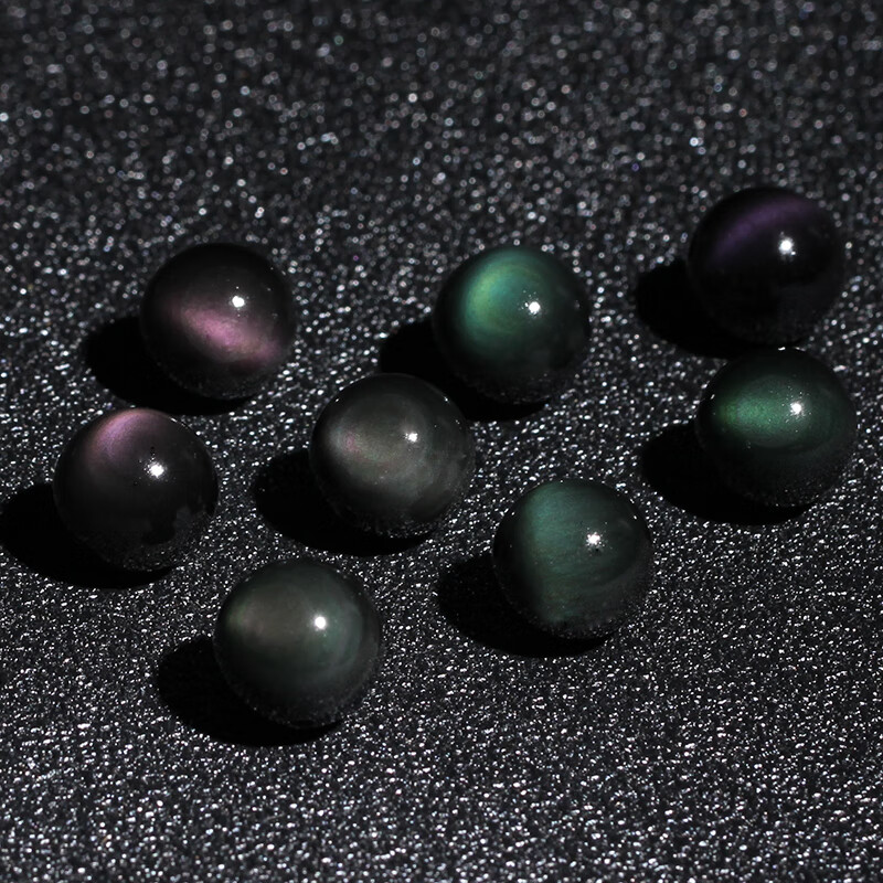 迎福翔精选双眼黑曜石散珠 半成品diy手链项链饰品配饰圆珠单颗 精选