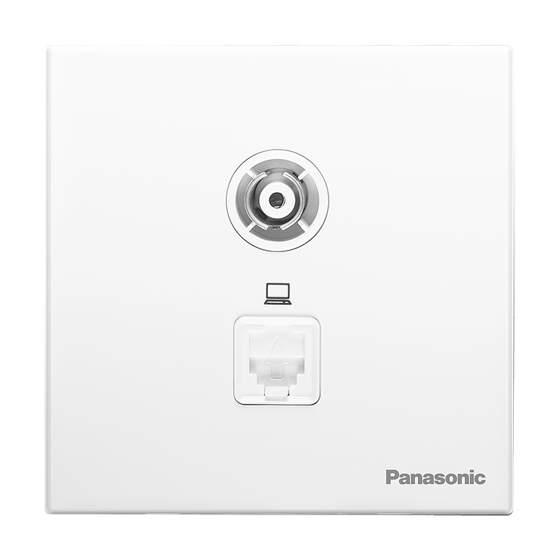 松下（ Panasonic） 开关插座面板 电脑电视插座面板 2孔电脑电视墙壁弱电插座 悦宸86型 WMWM417 白色