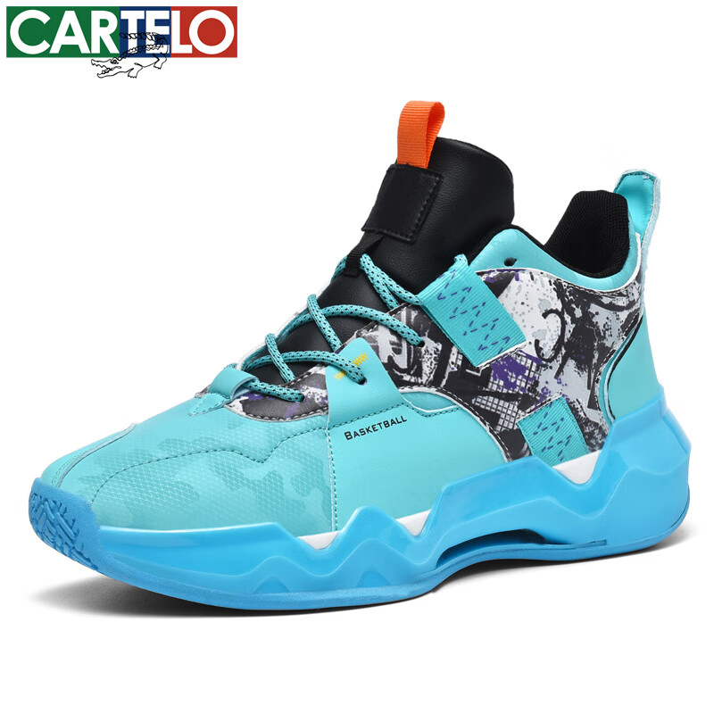 卡帝乐鳄鱼男鞋春秋新款潮流运动休闲鞋防滑透气减震跑步鞋百搭运动鞋 白浅蓝 40