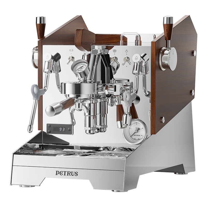 柏翠（petrus）意式咖啡机专业全半自动商用咖啡机意式现磨浓缩打奶泡 PE3933 不锈钢色