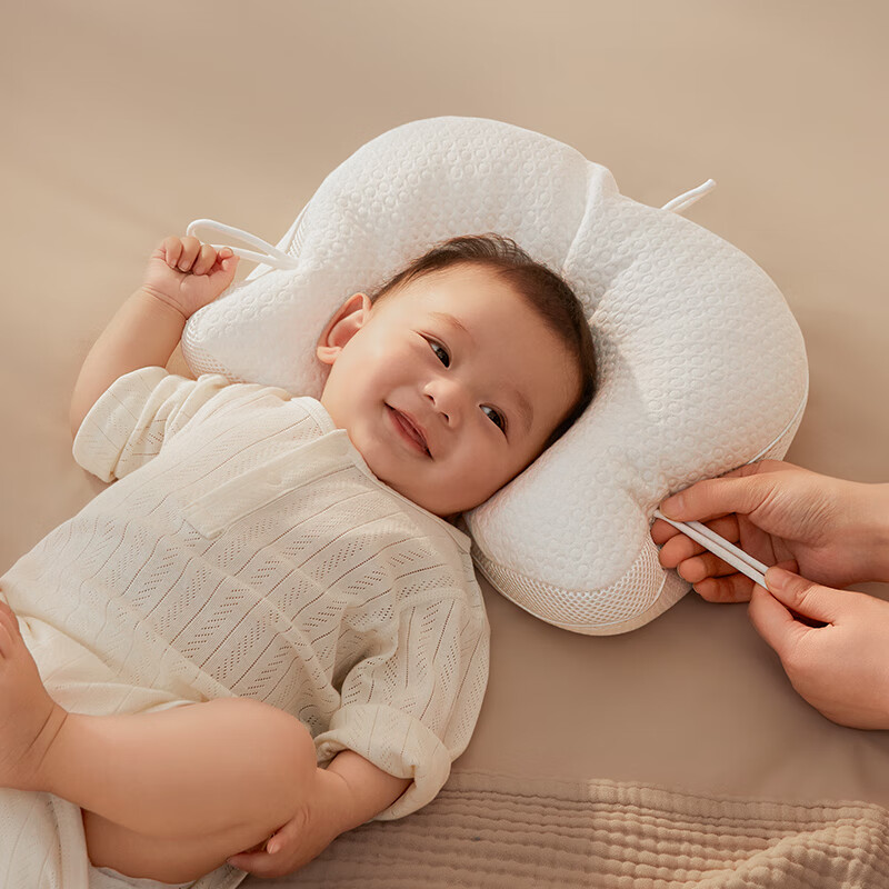 可优比婴儿枕头新生儿童0-1-2-3岁宝宝头型纠正防偏矫正定型枕抑菌透气 升级-抑菌防螨【五面调节】 纯色