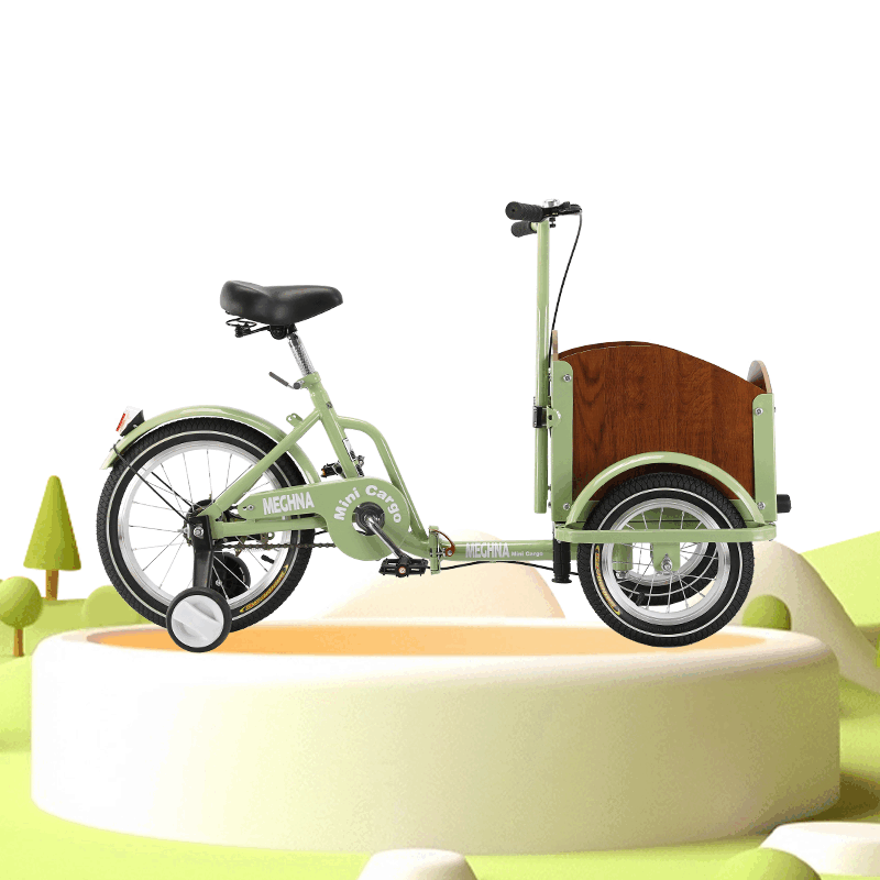 泊威尔亲子自行车一大一小儿童倒骑三轮车可折叠宠物车户外遛娃三轮车