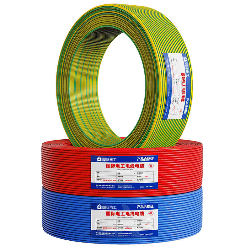 国际电工电线电缆线电源线铜芯家用BV2.5/4/6平方单股铜线电线国标单芯线 红色BV10平方【5米】