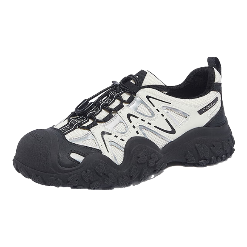 骆驼（CAMEL）丑萌登山鞋女增高厚底运动休闲鞋户外时尚徒步鞋 L24S076620米/银/黑 35