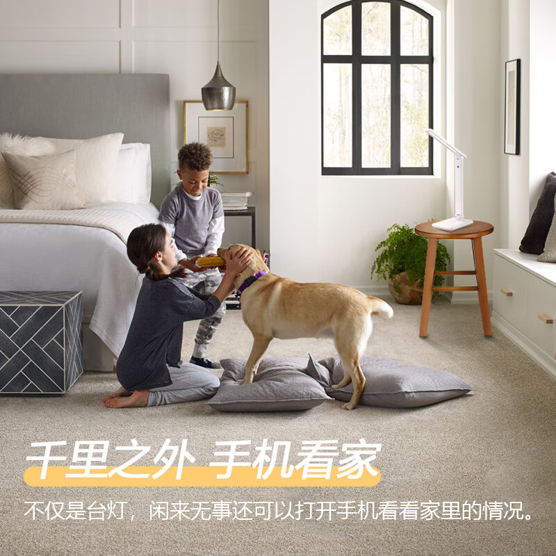 喔屋智能台灯式摄像头家用监控双向视频通话手机远程辅导作业神器监督陪护孩子学习室内无线高清陪读机 白色/200万镜头/一键呼叫通 按钮开关