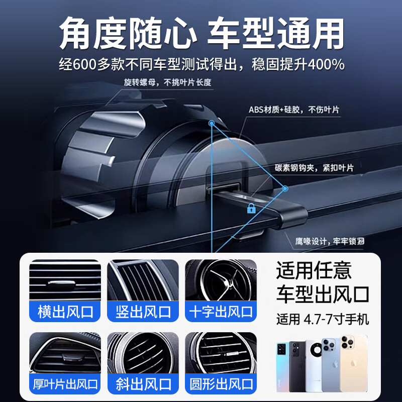 DIKTT德国手机支架车载吸盘式2025新款无线充电器导航全自动感应快充 【沉稳黑】出风口提速2500%赠车充电动锁紧