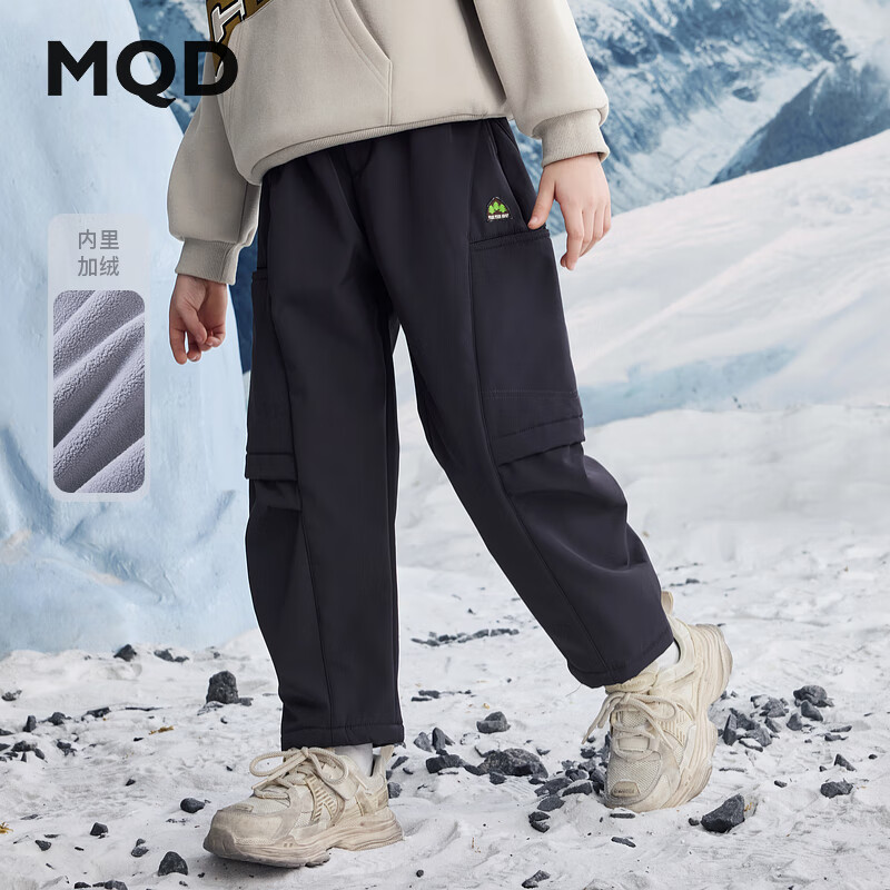 马骑顿（MQD）MQD冬季男大童潮酷学院风保暖百搭休闲裤 深紫 130