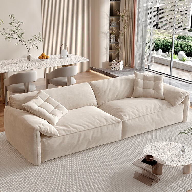 舒适年华意式轻奢拼色沙发大象耳朵奶油风科技布艺沙发现代简约小户型客厅 双人位（1.8米）一体结构