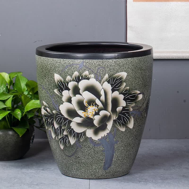 泰禧阁景德镇陶瓷古法鱼缸养荷花睡莲盆水缸老式室外庭院客厅摆件书画