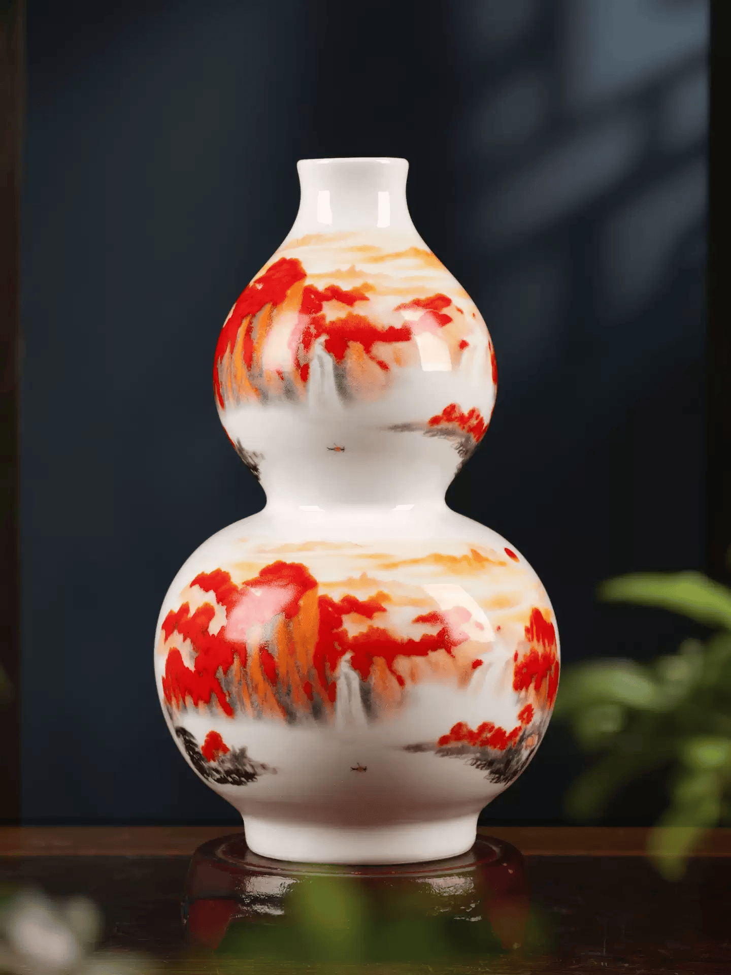 中掌柜景德镇陶瓷葫芦摆件装饰花瓶葫芦小号酒瓶罐开口葫芦型花瓶小