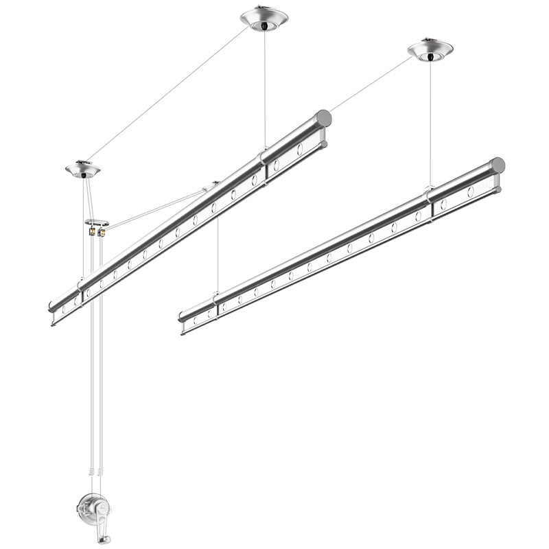 金貴夫人 升降晾衣架陽(yáng)臺(tái)手搖晾衣桿家用曬衣架曬被子室內(nèi)雙桿涼衣架 【高硬度碳鋼】圓桿冰川銀2.4米